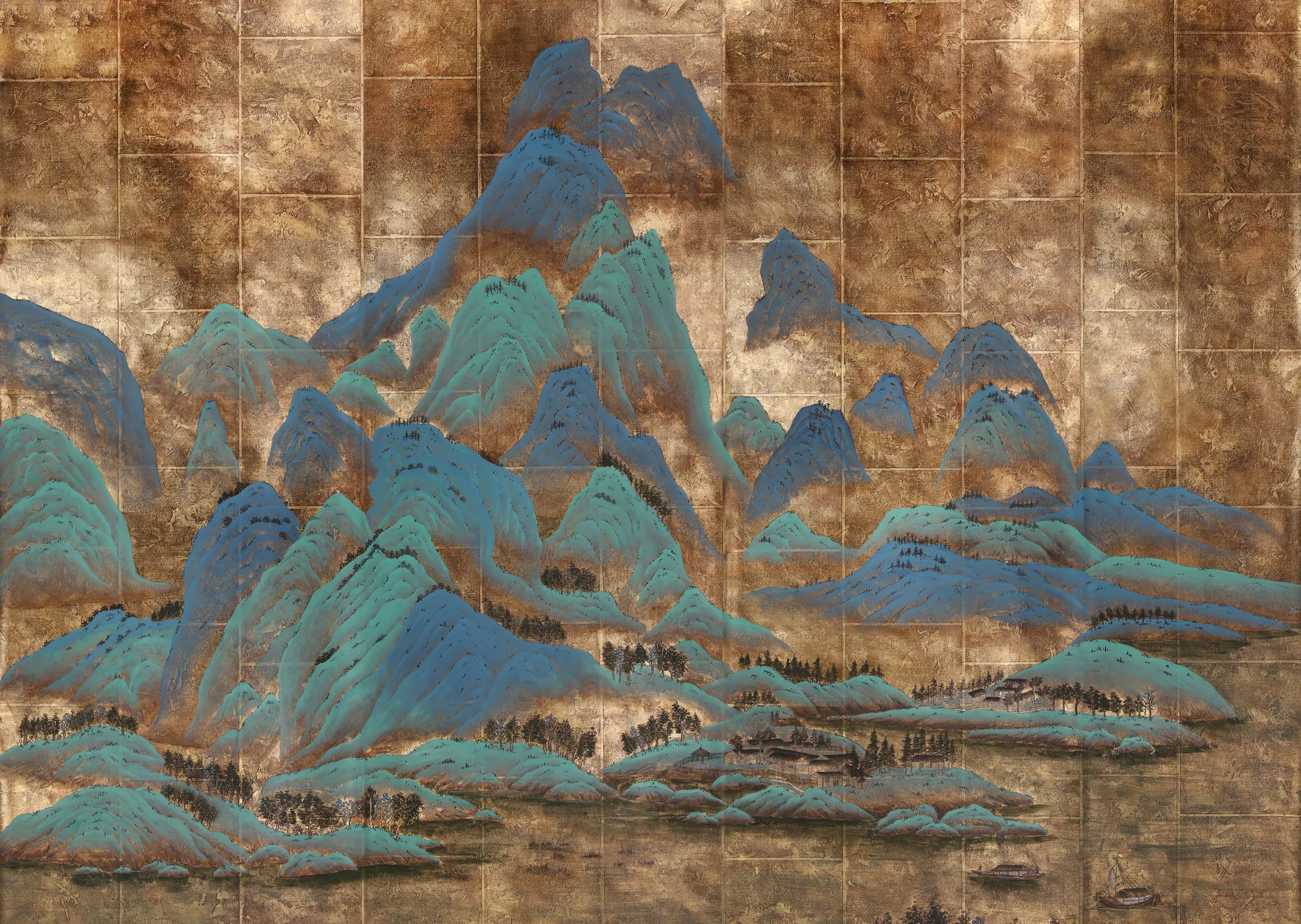 Original on Deep Rich Gold gilded tea paper with antiquing