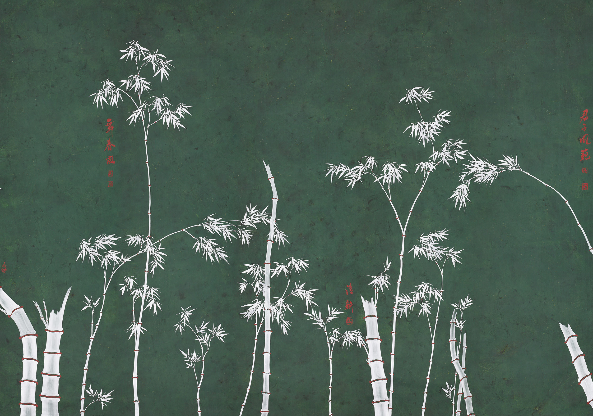 Argent on Edo Green painted silk
