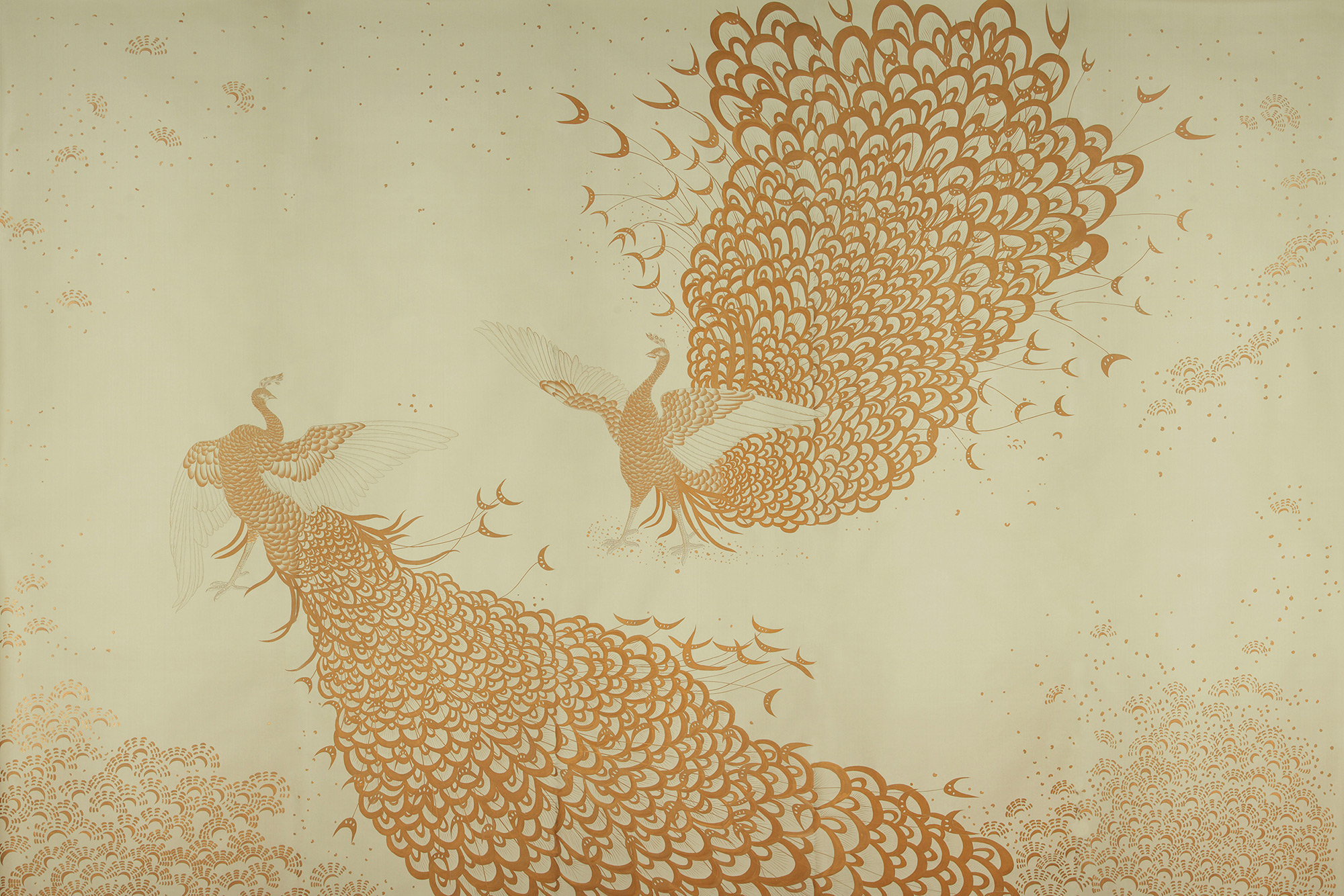 Golden on Raw Silk dyed silk de Gournay
