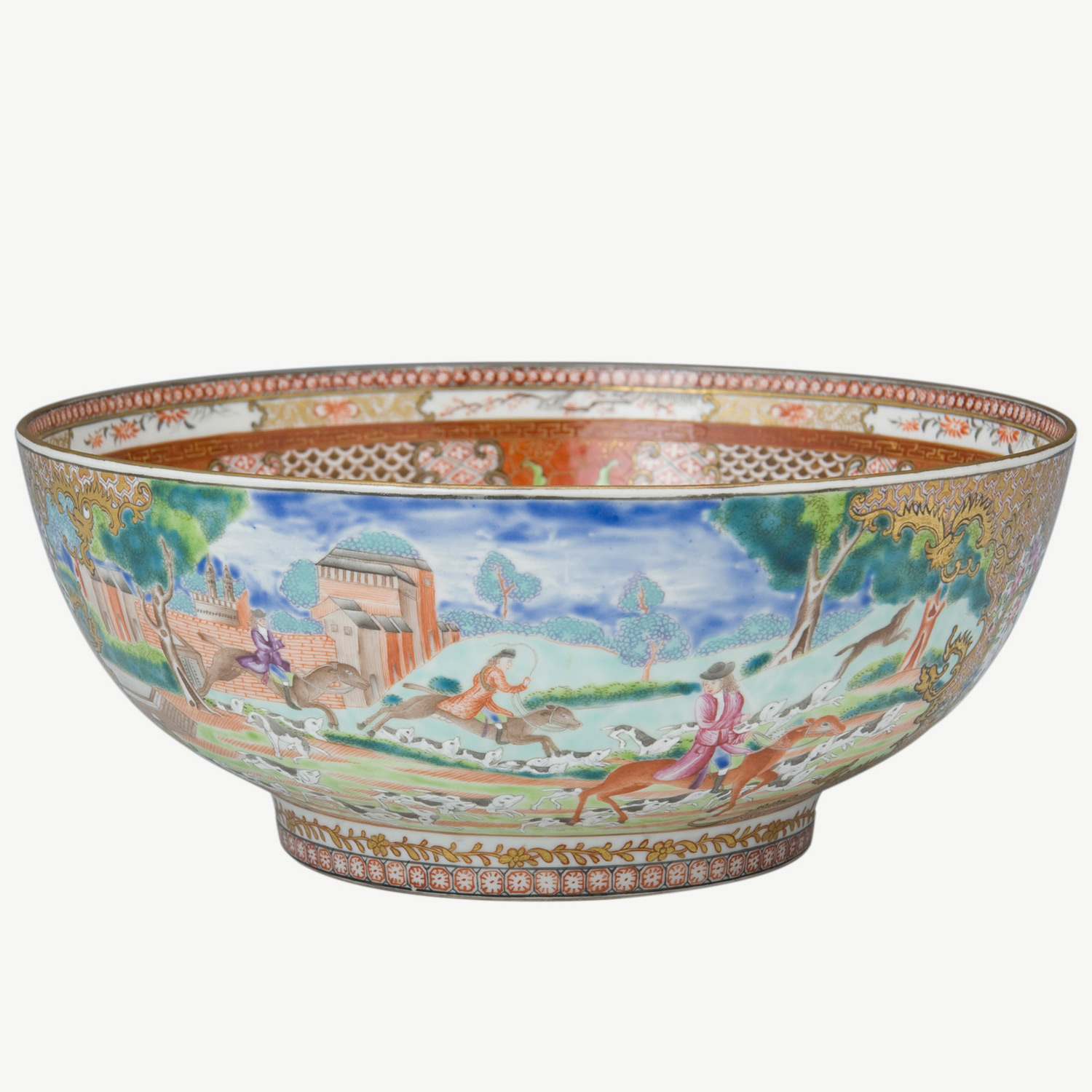 Hunting Scene Punchbowl