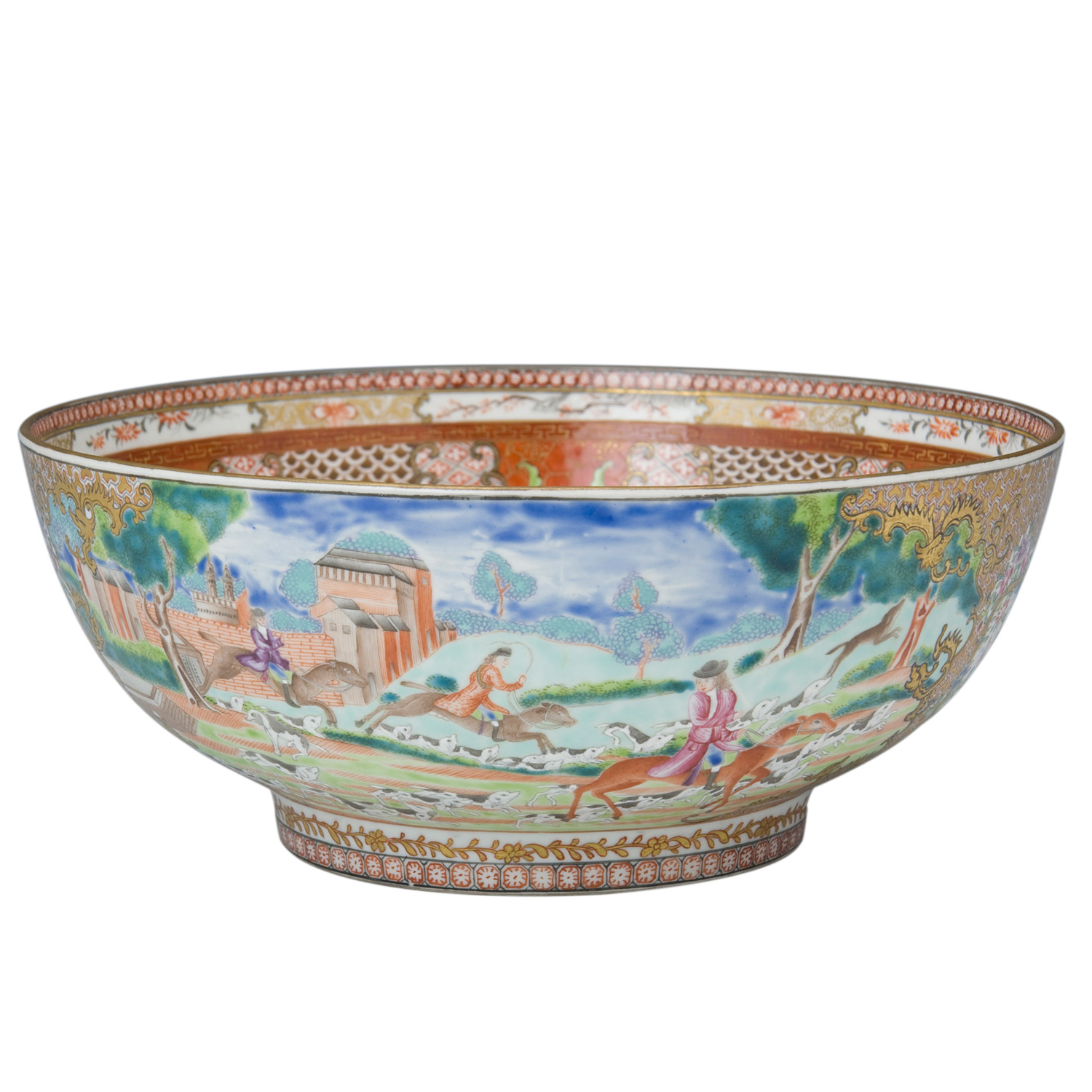 Hunting Scene Punchbowl