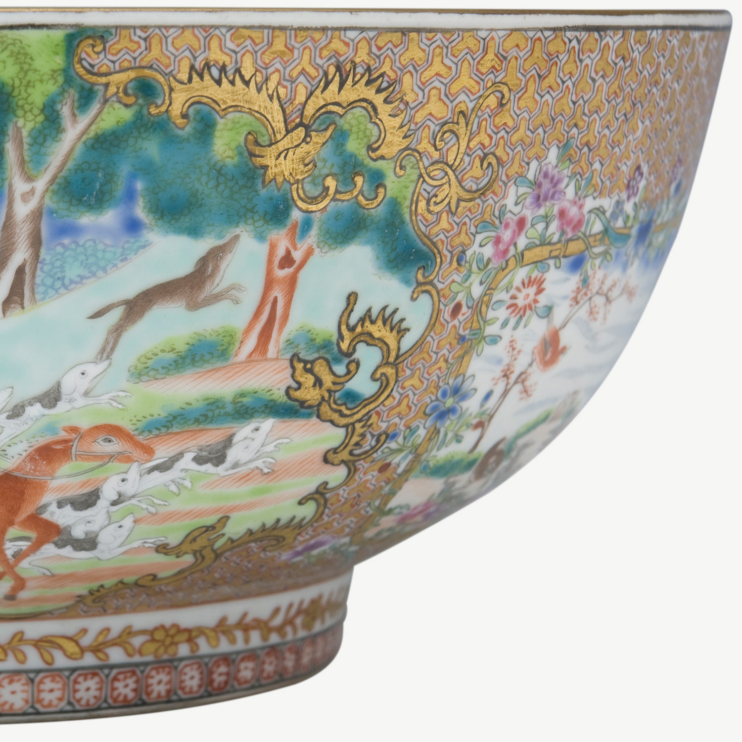 Hunting Scene Punchbowl