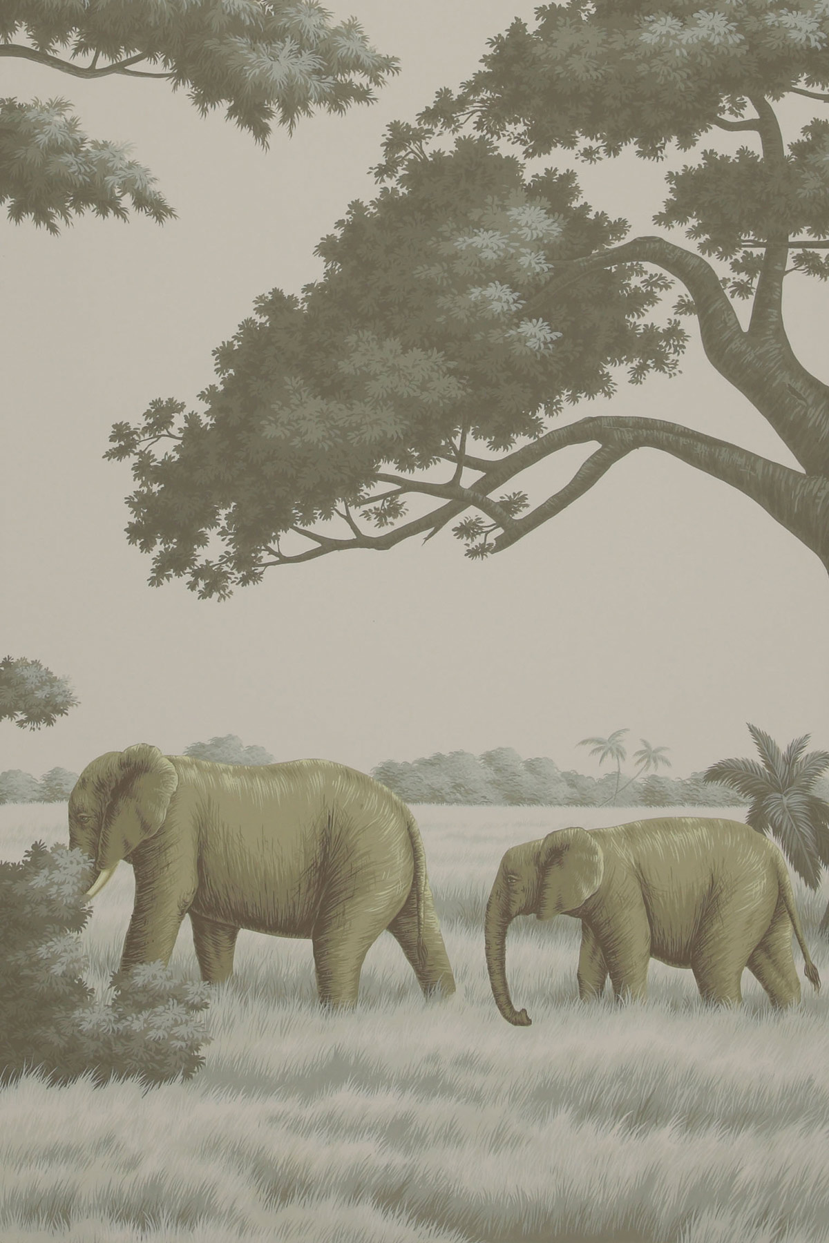 'African Savannah' in Eden design colours on Crystal Grey scenic paper