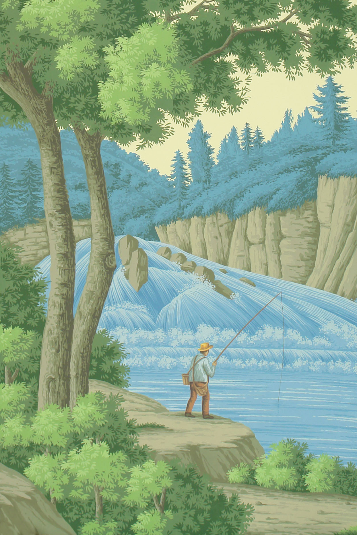 'North American River Views' in Dufour colourway on scenic paper