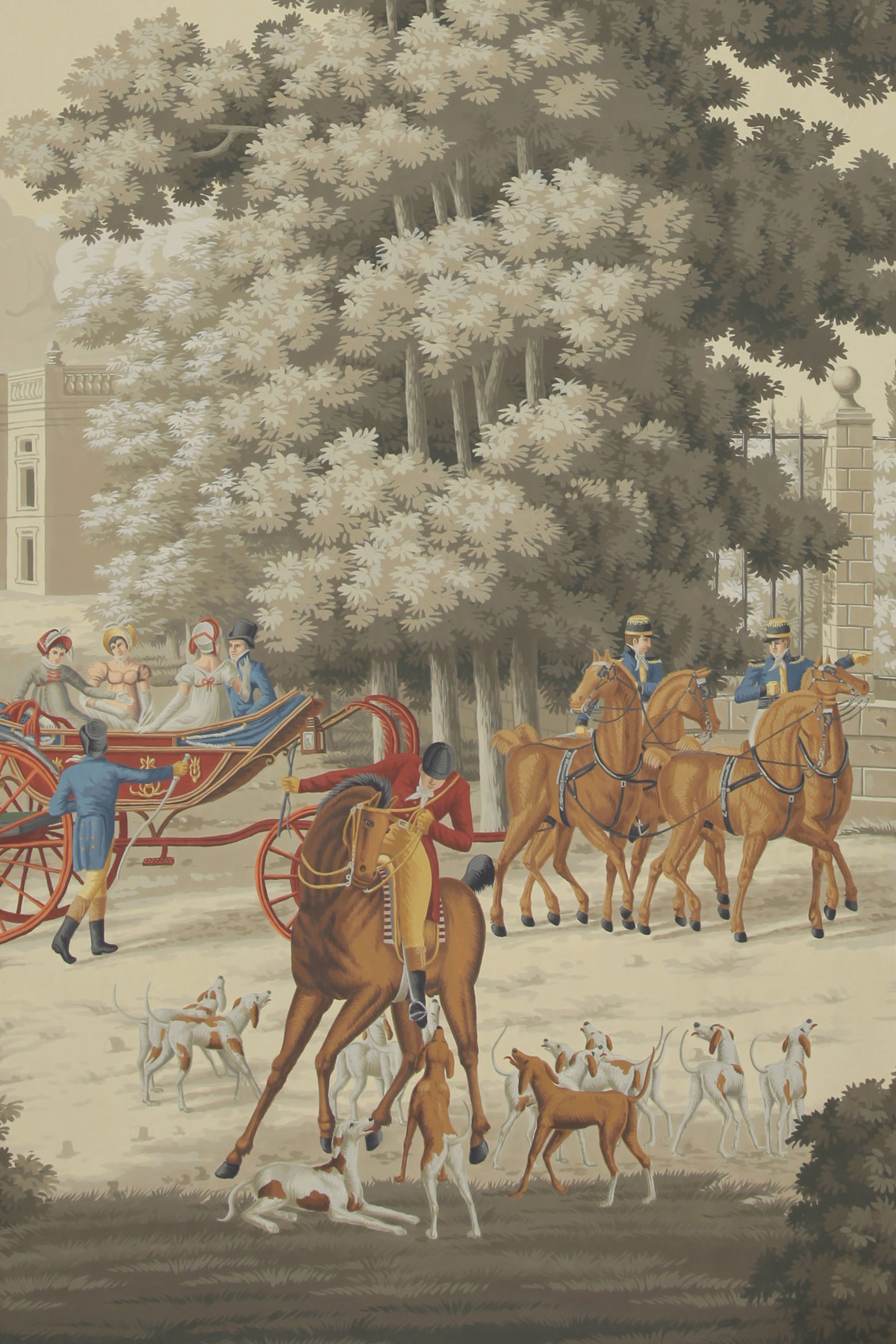 'La Chasse de Compiègne' in Paille design colours on Terre Foncée scenic paper