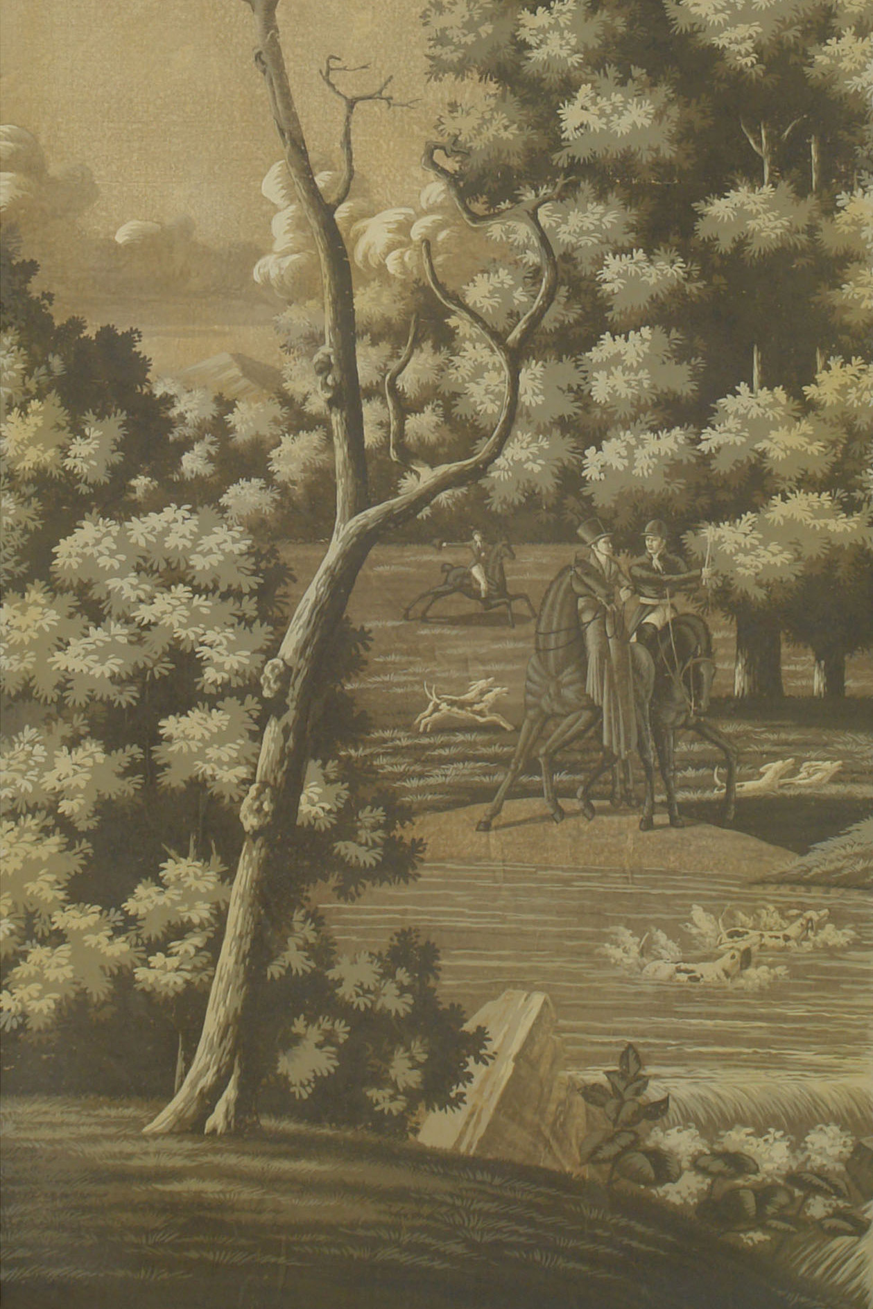 'La Chasse de Compiègne' in Eau Forte colourway on antique scenic Xuan paper