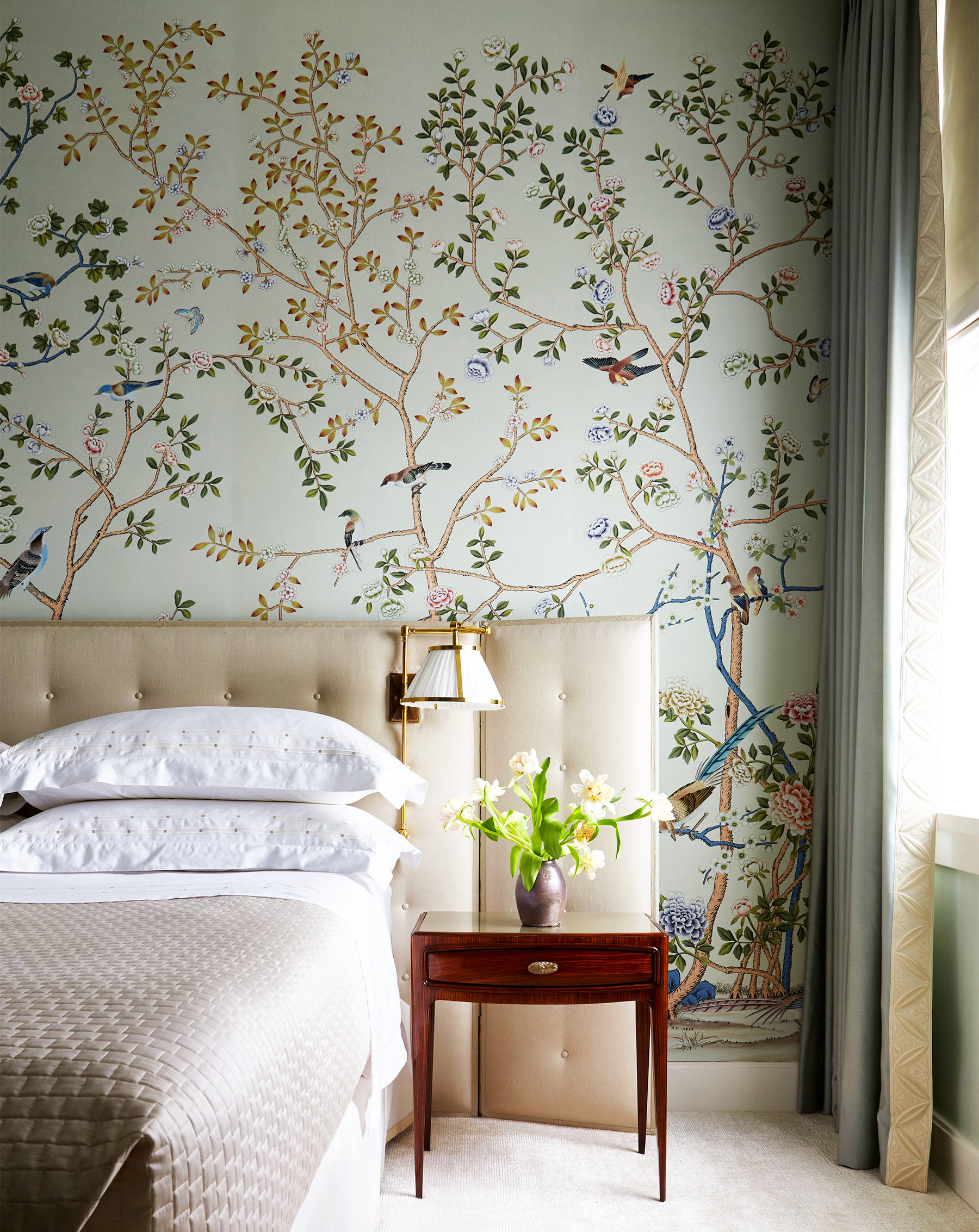 Standard colourway on Adam Grey dyed silk | de Gournay