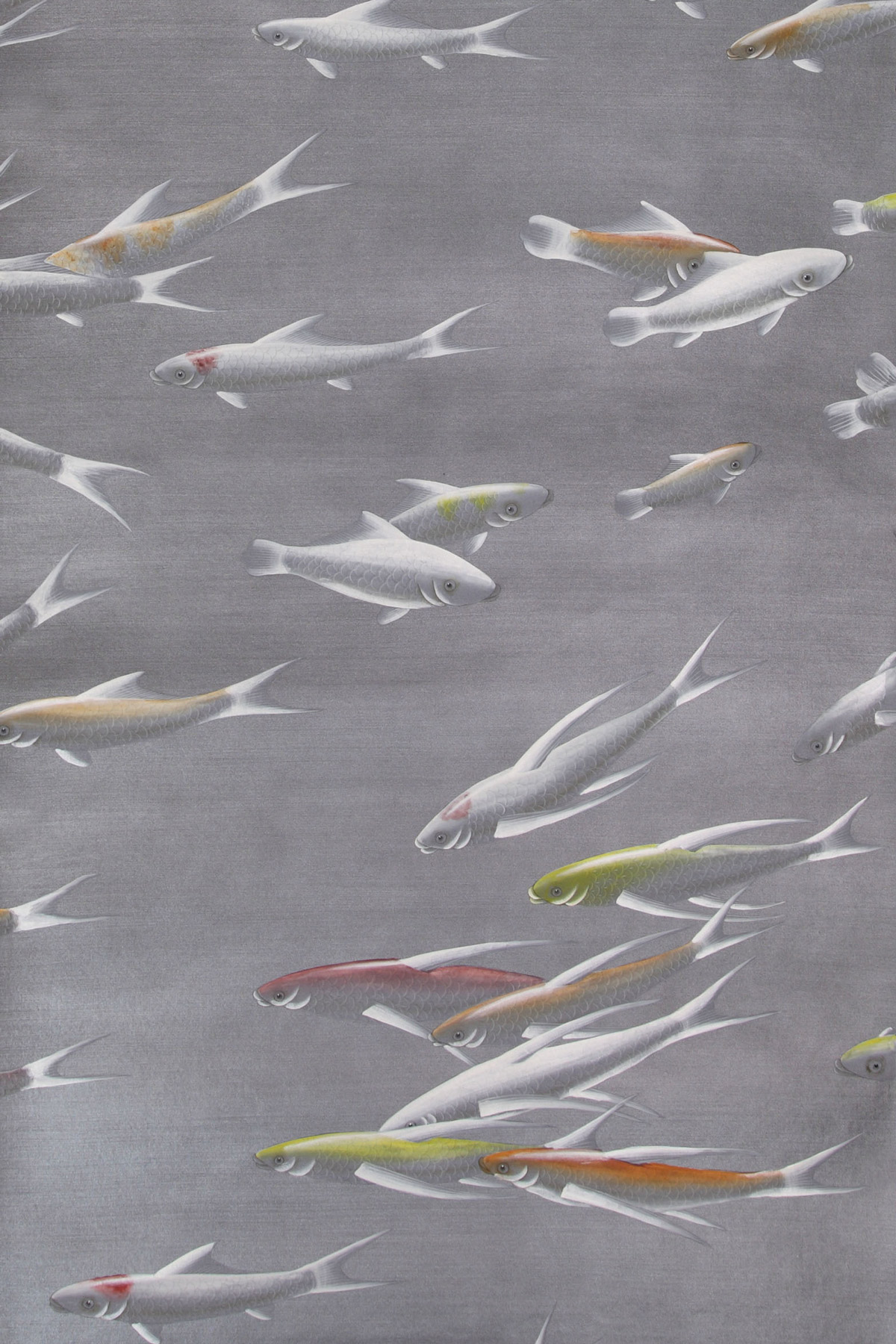 'Fishes' in Koi design colours on Flash metallic silk