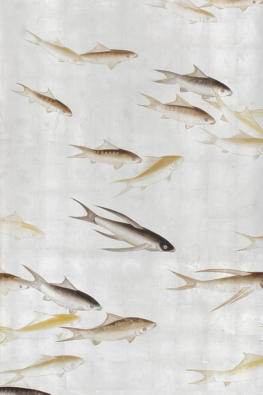 'Fishes' in Amber design colours on Real Silver gilded silk