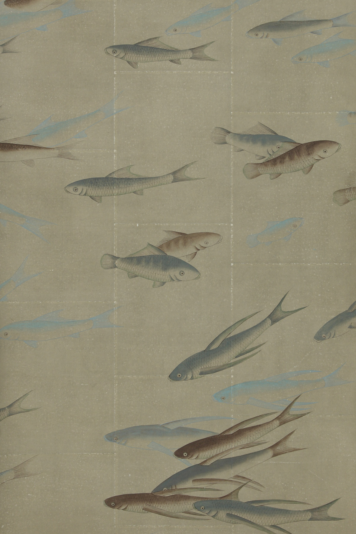 'Fishes' in Special Colourway on Lead Grey India tea paper