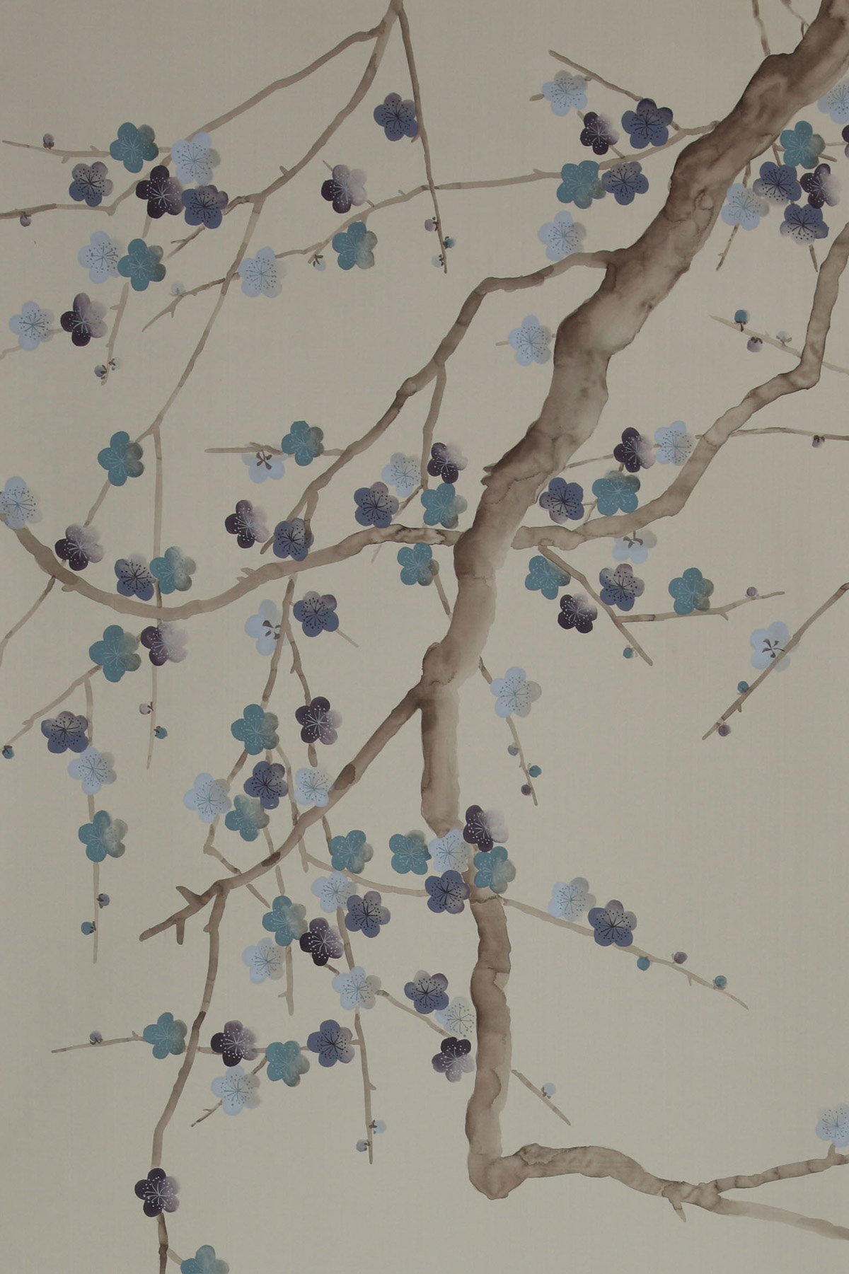 'Plum Blossom' in Special Colourway SC-81 on Pale Grey dyed silk