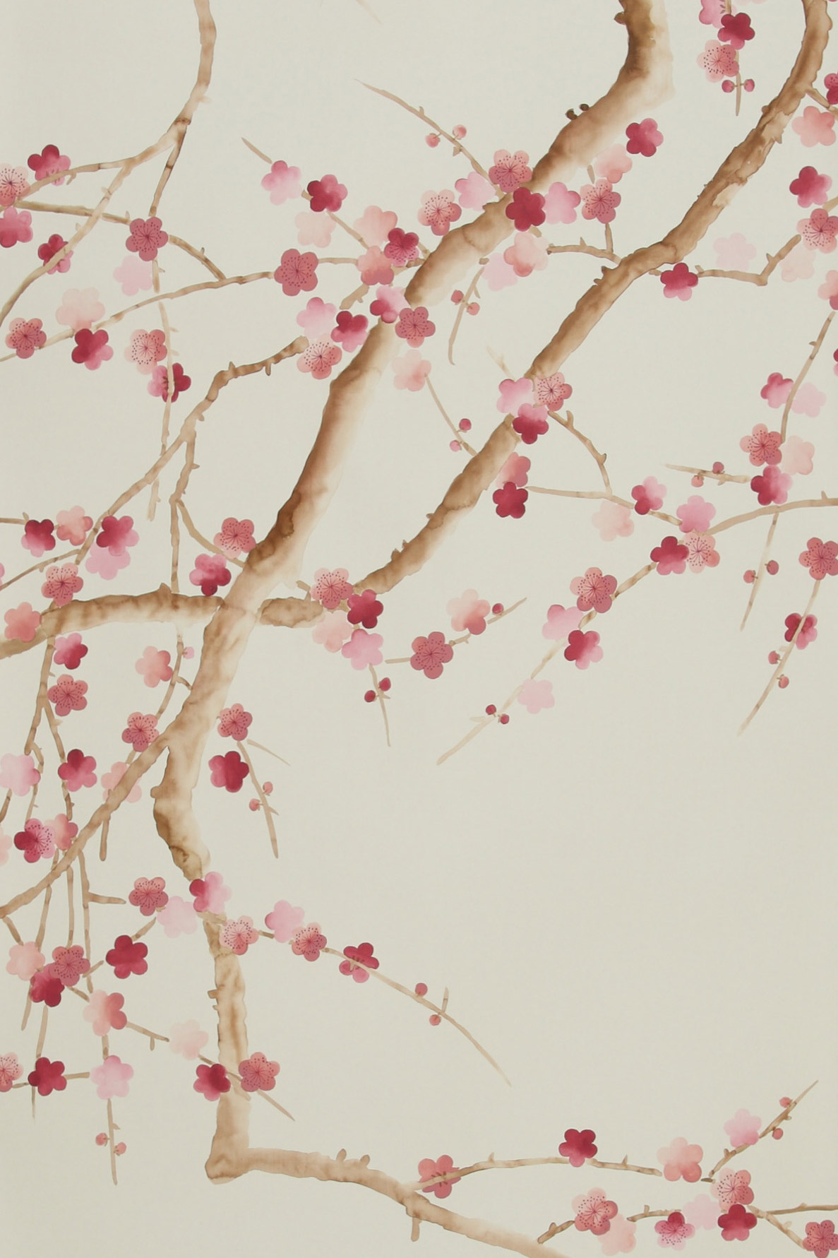'Plum Blossom' in Blossom design colours on Satin Grey dyed silk