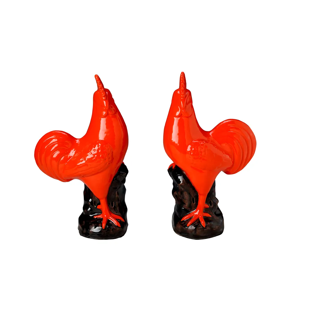 A PAIR OF 12” ROOSTERS