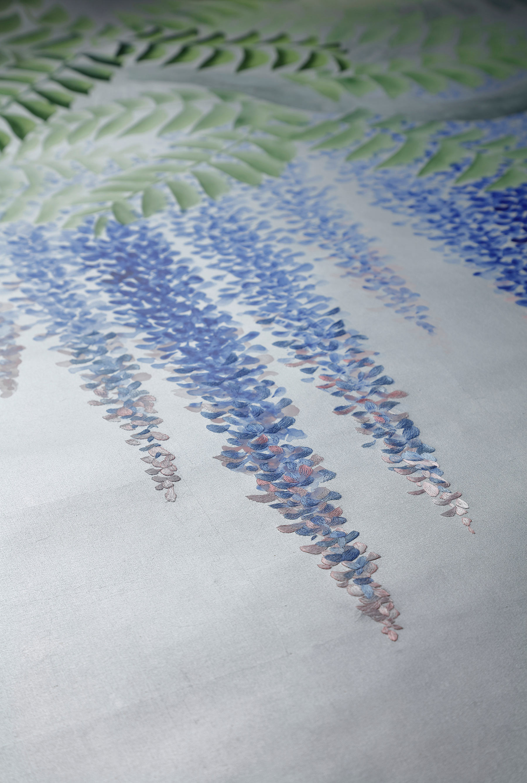 'Wisteria' in Special Colourway on Sterling Silver gilded silk with hand embroidery