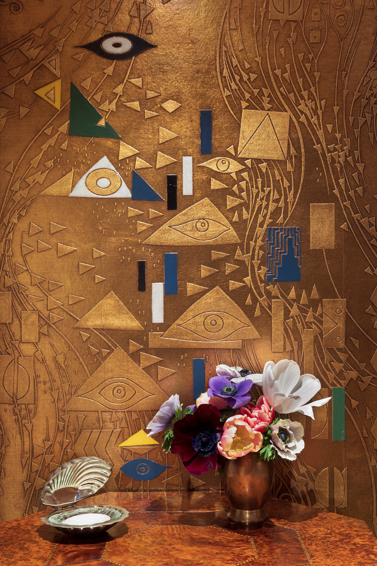 'Klimt' in bas relief Original design colours on Deep Rich Gold gilded paper