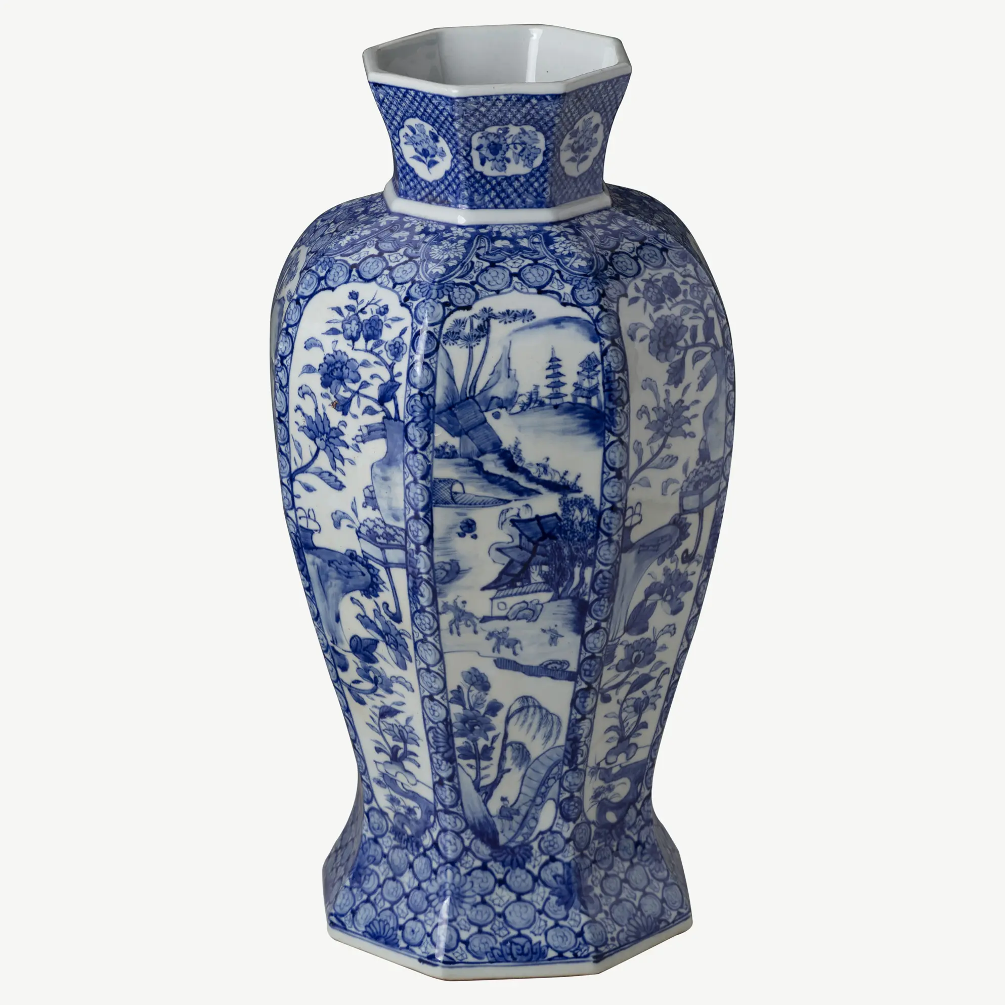 Octangular Baluster Vase, Japanese Imari, Blue