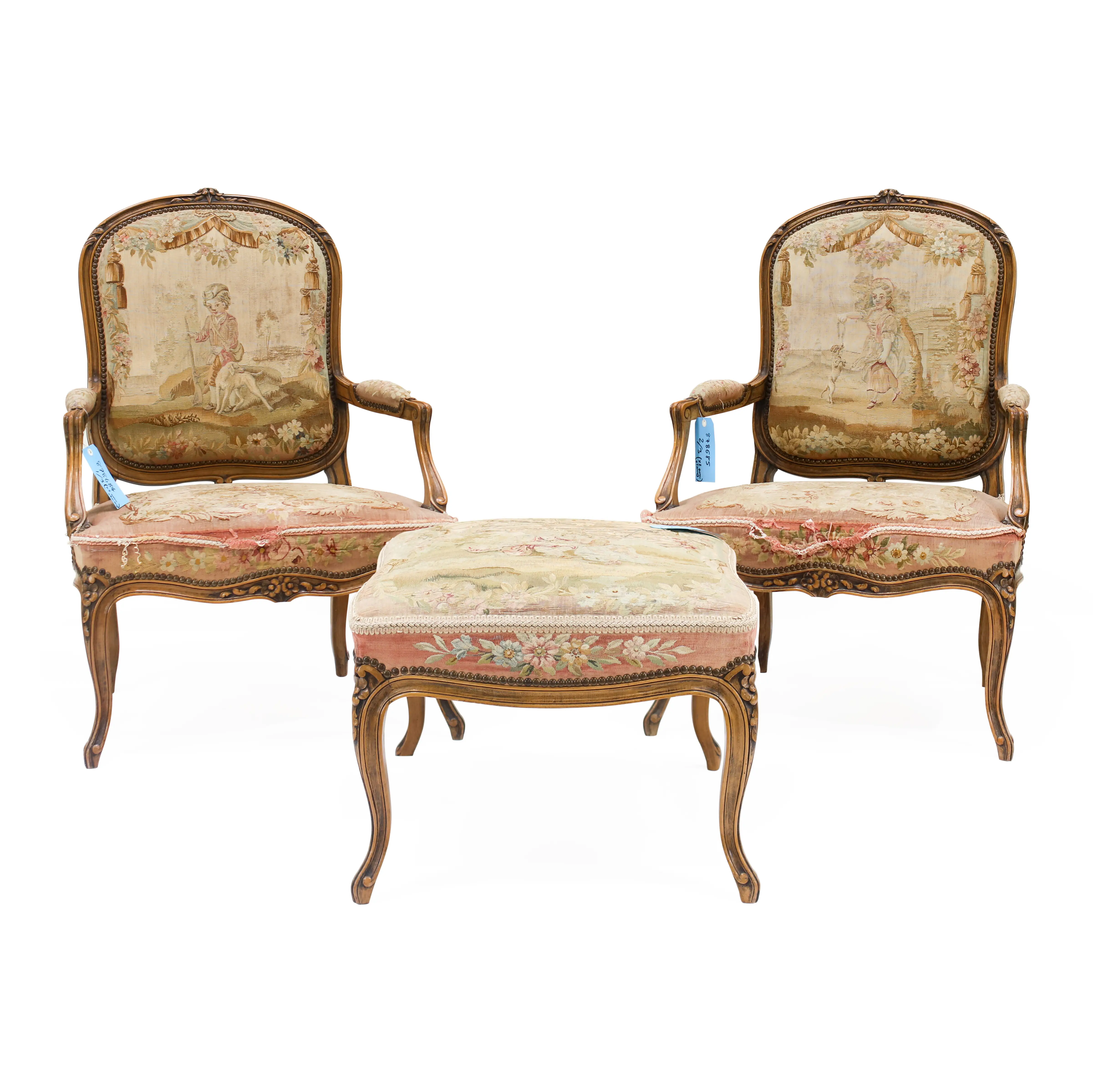 Set of Armchairs and Footstool