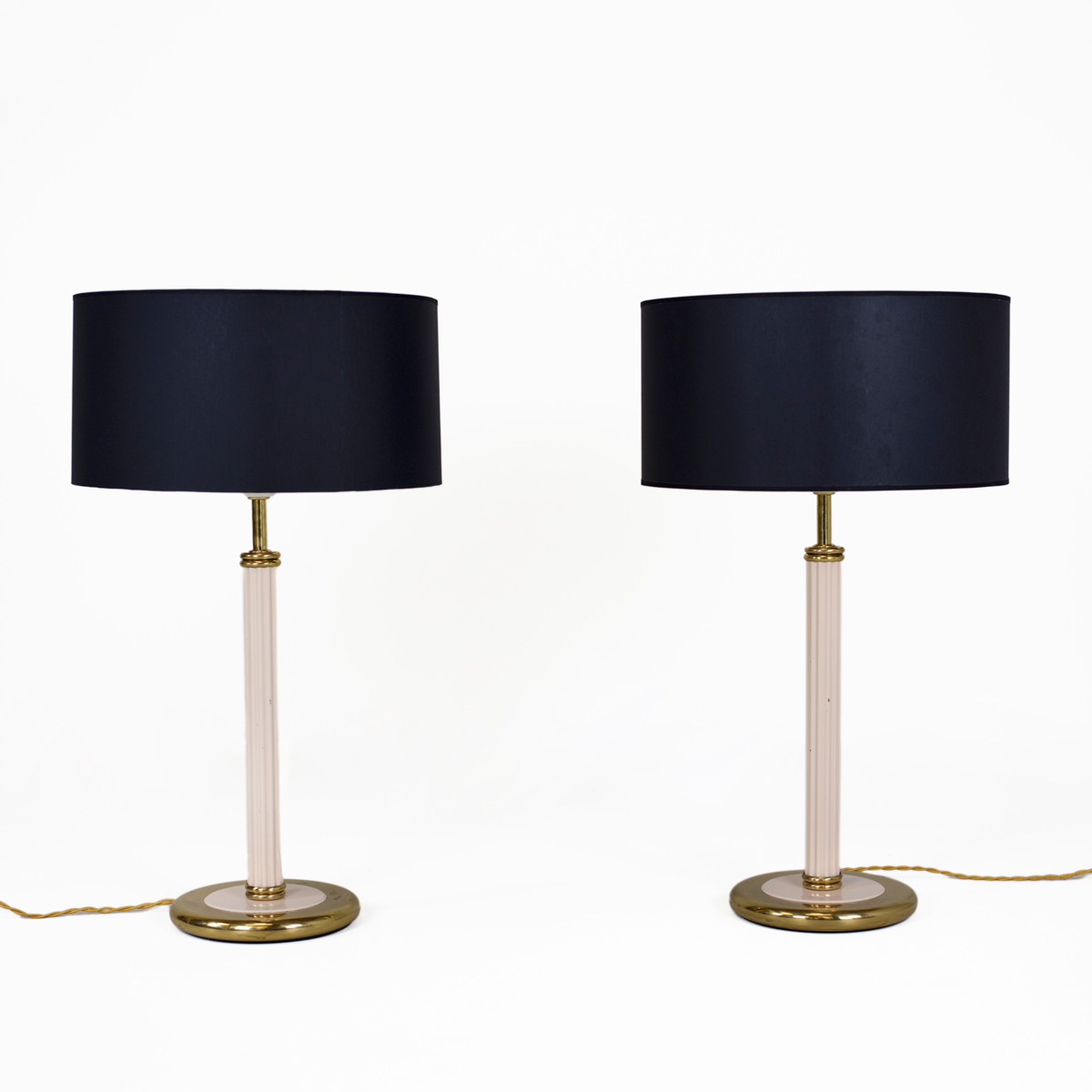 Pair of Brass and Ceramic Lamps